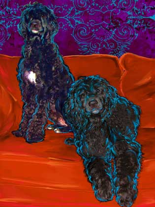 portuguese water dog painting