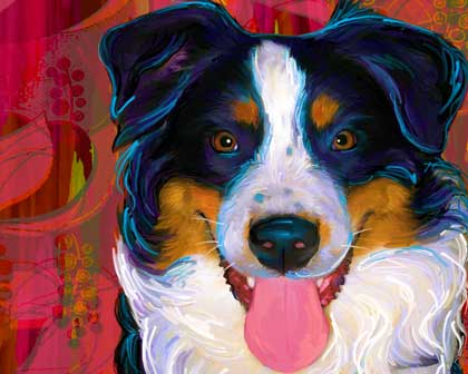 smiling dog painting