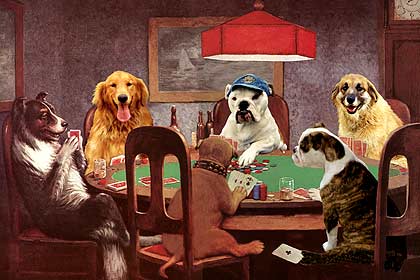 poker playing dogs