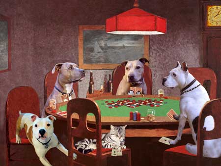 poker playing dogs